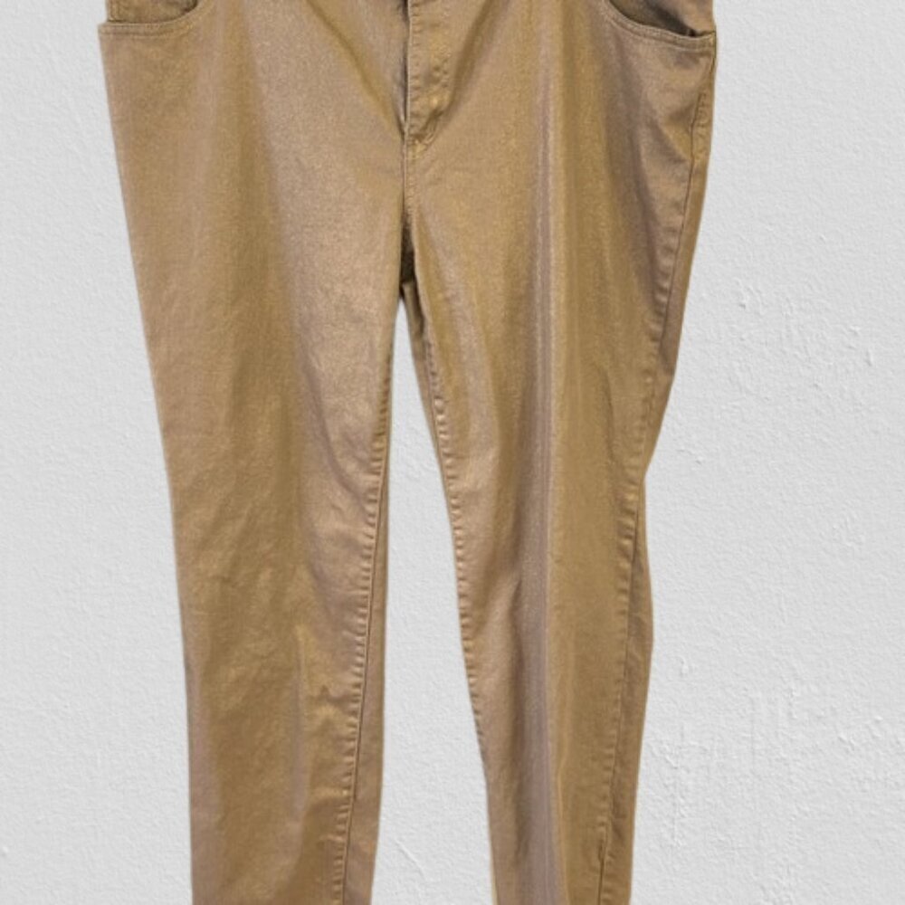 Chico’s Platinum Metallic Bronze Straight Leg Jeans Size 3